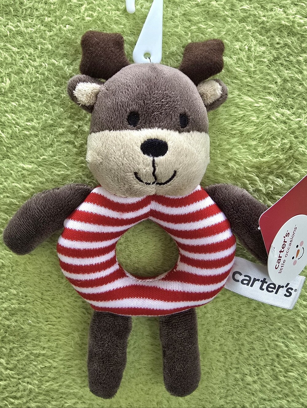 NWT - 7.5 IN - UNISEX - REINDEER RATTLE - GRASPING PLUSH TOY - CHRISTMAS (Q4)